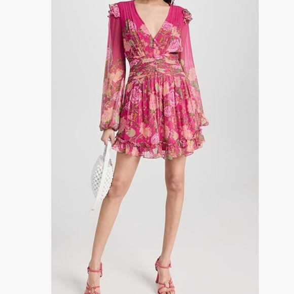 Rococo Sand Chloe fuchsia short floral flower dress NWT RETAIL $397 size small - Picture 4 of 16